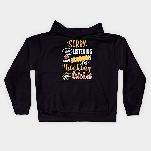 Thinking About Cricket Kids Hoodie by maxdax